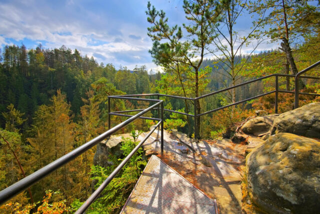 Sommerurlaub Ostdeutschland: Hermannseck Aussicht Kirnitzschtal, Saechsischen Schweiz